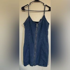 YMI Medium Blue Denim Zip-Front Dress